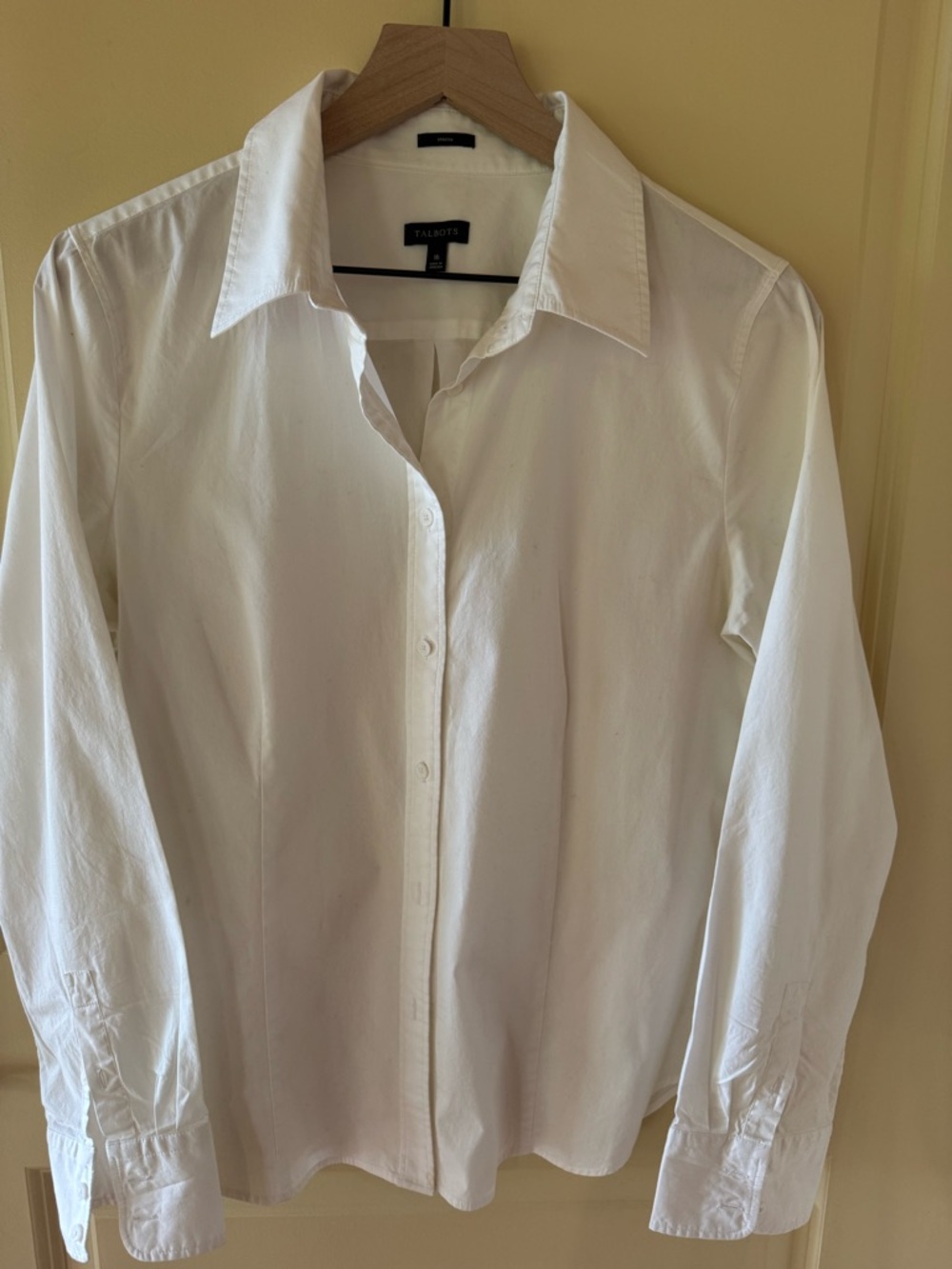 Talbots White Long-Sleeve Button-Front Blouse